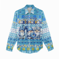 Merry Chrismukkah Women Casual Shirt Jewish Christmas Gnomes and Menorahs - Wonder Print Shop