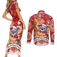 Koality Christmas Couples Matching Short Sleeve Bodycon Dress and Long Sleeve Button Shirt Cute Aussie Koala Holiday - Wonder Print Shop