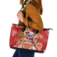 Koality Christmas Leather Tote Bag Cute Aussie Koala Holiday - Wonder Print Shop