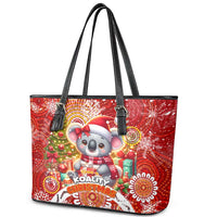 Koality Christmas Leather Tote Bag Cute Aussie Koala Holiday - Wonder Print Shop