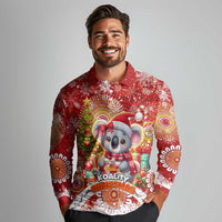 Koality Christmas Long Sleeve Polo Shirt Cute Aussie Koala Holiday - Wonder Print Shop