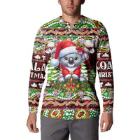 Koala Christmas Button Sweatshirt Australia Aboriginal Cute Santa Koalas - Wonder Print Shop