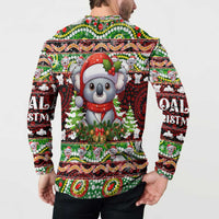 Koala Christmas Button Sweatshirt Australia Aboriginal Cute Santa Koalas - Wonder Print Shop