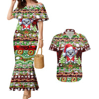 Koala Christmas Couples Matching Mermaid Dress and Hawaiian Shirt Australia Aboriginal Cute Santa Koalas - Wonder Print Shop