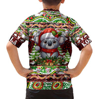 Koala Christmas Family Matching Off The Shoulder Long Sleeve Dress and Hawaiian Shirt Australia Aboriginal Cute Santa Koalas - Wonder Print Shop