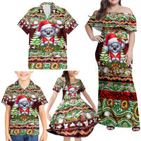 Koala Christmas Family Matching Off Shoulder Maxi Dress and Hawaiian Shirt Australia Aboriginal Cute Santa Koalas - Wonder Print Shop