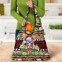Koala Christmas Grocery Bag Australia Aboriginal Cute Santa Koalas - Wonder Print Shop