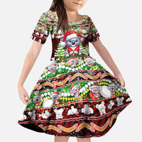 Koala Christmas Kid Short Sleeve Dress Australia Aboriginal Cute Santa Koalas - Wonder Print Shop