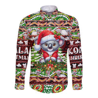 Koala Christmas Long Sleeve Button Shirt Australia Aboriginal Cute Santa Koalas - Wonder Print Shop