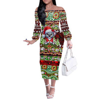 Koala Christmas Off The Shoulder Long Sleeve Dress Australia Aboriginal Cute Santa Koalas - Wonder Print Shop