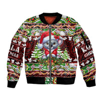 Koala Christmas Sleeve Zip Bomber Jacket Australia Aboriginal Cute Santa Koalas - Wonder Print Shop