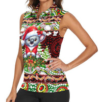 Koala Christmas Women Sleeveless Polo Shirt Australia Aboriginal Cute Santa Koalas - Wonder Print Shop