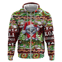 Koala Christmas Zip Hoodie Australia Aboriginal Cute Santa Koalas - Wonder Print Shop