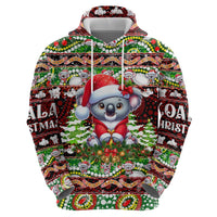 Koala Christmas Zip Hoodie Australia Aboriginal Cute Santa Koalas - Wonder Print Shop