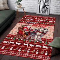Dog Sled Christmas Area Rug Husky Sleigh Ride Design - Wonder Print Shop