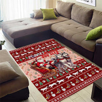 Dog Sled Christmas Area Rug Husky Sleigh Ride Design - Wonder Print Shop