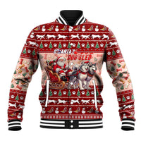 Dog Sled Christmas Baseball Jacket Husky Sleigh Ride Design - Wonder Print Shop