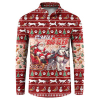 Dog Sled Christmas Button Sweatshirt Husky Sleigh Ride Design - Wonder Print Shop