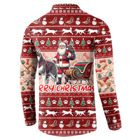 Dog Sled Christmas Button Sweatshirt Husky Sleigh Ride Design - Wonder Print Shop