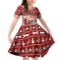 Dog Sled Christmas Family Matching Off Shoulder Short Dress and Hawaiian Shirt Husky Sleigh Ride Design - Wonder Print Shop