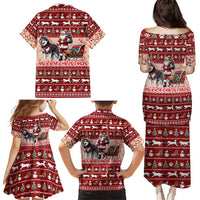 Dog Sled Christmas Family Matching Puletasi and Hawaiian Shirt Husky Sleigh Ride Design - Wonder Print Shop
