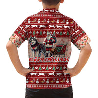 Dog Sled Christmas Family Matching Tank Maxi Dress and Hawaiian Shirt Husky Sleigh Ride Design - Wonder Print Shop