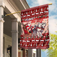 Dog Sled Christmas Garden Flag Husky Sleigh Ride Design - Wonder Print Shop