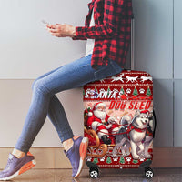 Dog Sled Christmas Luggage Cover Husky Sleigh Ride Design - Wonder Print Shop
