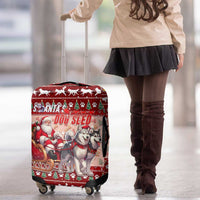 Dog Sled Christmas Luggage Cover Husky Sleigh Ride Design - Wonder Print Shop