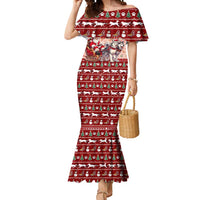 Dog Sled Christmas Mermaid Dress Husky Sleigh Ride Design - Wonder Print Shop