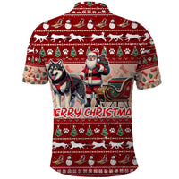 Dog Sled Christmas Polo Shirt Husky Sleigh Ride Design - Wonder Print Shop