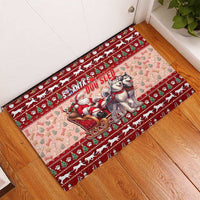 Dog Sled Christmas Rubber Doormat Husky Sleigh Ride Design - Wonder Print Shop