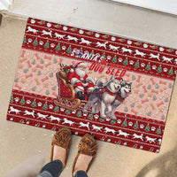 Dog Sled Christmas Rubber Doormat Husky Sleigh Ride Design - Wonder Print Shop