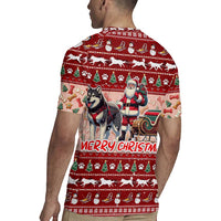 Dog Sled Christmas Rugby Jersey Husky Sleigh Ride Design - Wonder Print Shop