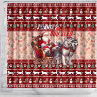 Dog Sled Christmas Shower Curtain Husky Sleigh Ride Design - Wonder Print Shop