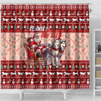 Dog Sled Christmas Shower Curtain Husky Sleigh Ride Design - Wonder Print Shop