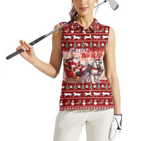 Dog Sled Christmas Women Sleeveless Polo Shirt Husky Sleigh Ride Design - Wonder Print Shop