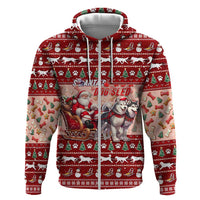Dog Sled Christmas Zip Hoodie Husky Sleigh Ride Design - Wonder Print Shop