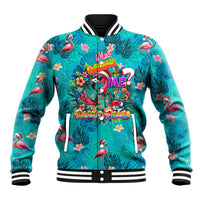 Tropical Flamingo Christmas Baseball Jacket Shaka Shaka Will You Drink With Me - Wonder Print Shop