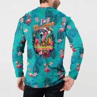 Tropical Flamingo Christmas Button Sweatshirt Shaka Shaka Will You Drink With Me - Wonder Print Shop