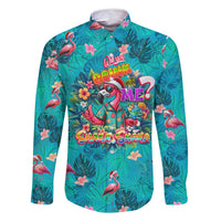 Tropical Flamingo Christmas Family Matching Long Sleeve Bodycon Dress and Hawaiian Shirt Shaka Shaka Will You Drink With Me - Wonder Print Shop