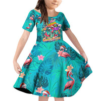 Tropical Flamingo Christmas Family Matching Off Shoulder Short Dress and Hawaiian Shirt Shaka Shaka Will You Drink With Me - Wonder Print Shop
