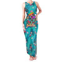 Tropical Flamingo Christmas Family Matching Tank Maxi Dress and Hawaiian Shirt Shaka Shaka Will You Drink With Me - Wonder Print Shop