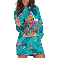 Tropical Flamingo Christmas Hoodie Dress Shaka Shaka Will You Drink With Me - Wonder Print Shop