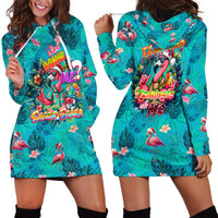 Tropical Flamingo Christmas Hoodie Dress Shaka Shaka Will You Drink With Me - Wonder Print Shop