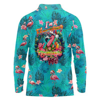 Tropical Flamingo Christmas Long Sleeve Polo Shirt Shaka Shaka Will You Drink With Me - Wonder Print Shop