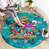 Tropical Flamingo Christmas Round Carpet Shaka Shaka Will You Drink With Me - Wonder Print Shop