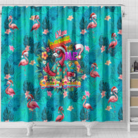 Tropical Flamingo Christmas Shower Curtain Shaka Shaka Will You Drink With Me - Wonder Print Shop