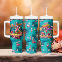 Tropical Flamingo Christmas Tumbler With Handle Shaka Shaka Will You Drink With Me - Wonder Print Shop
