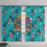 Tropical Flamingo Christmas Window Curtain Shaka Shaka Will You Drink With Me - Wonder Print Shop